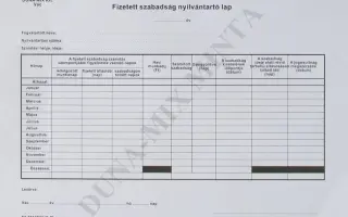 Fizetett szabadság-nyilvántartó lap 1